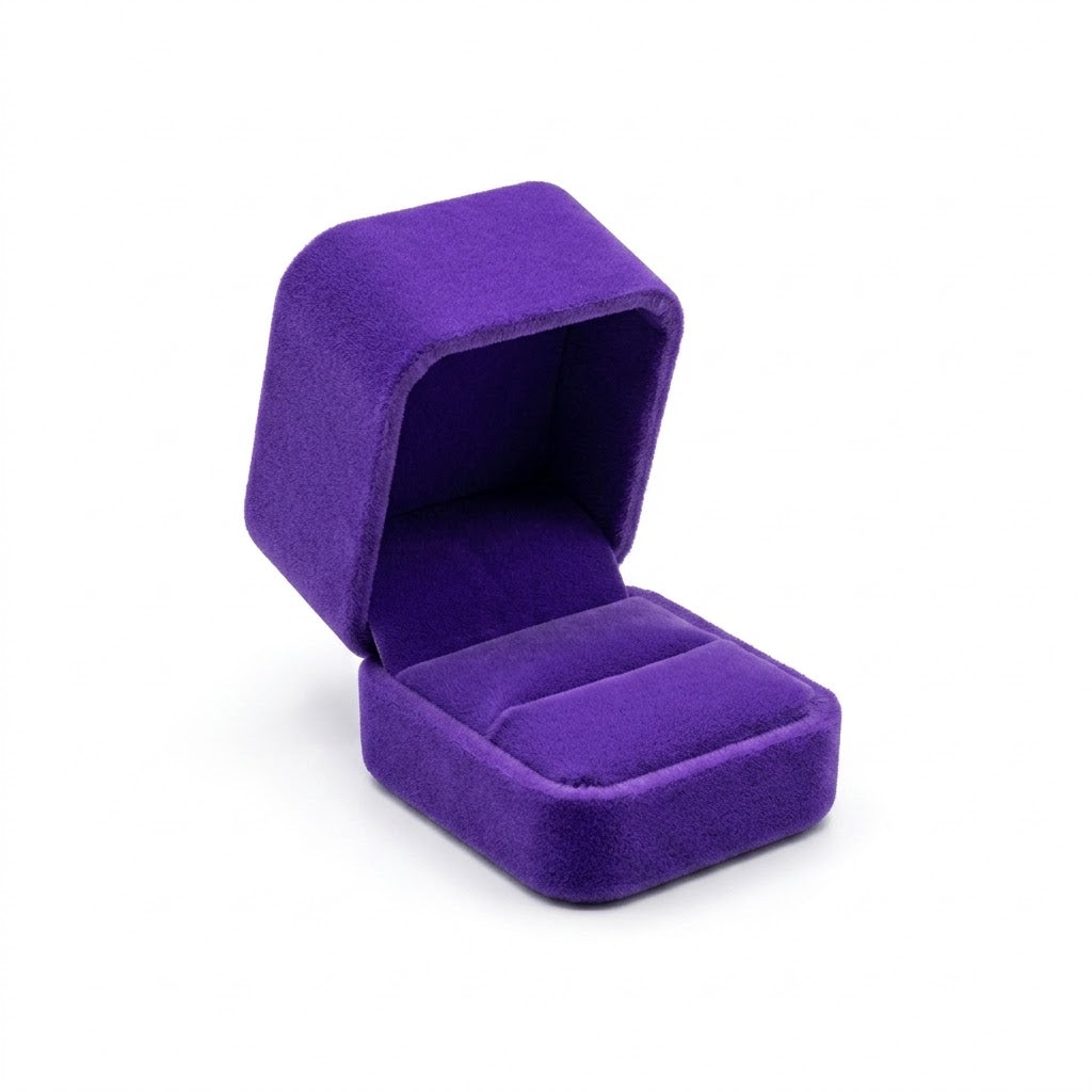 Caja Anillo Alta Terciopelo Púrpura