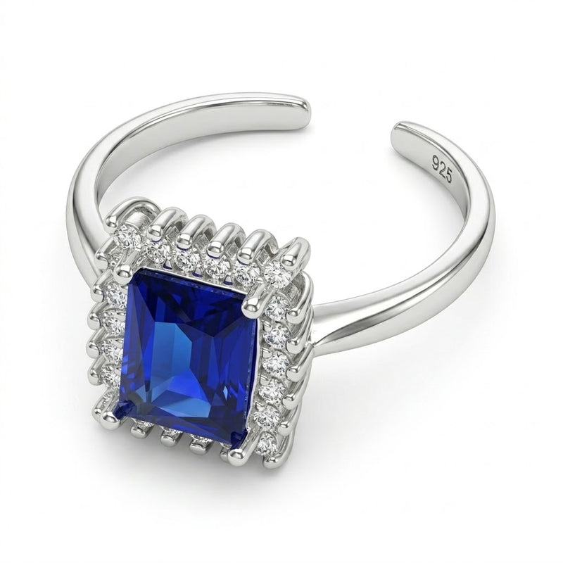 Anillo Circón Cuadrado Azul