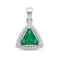 Colgante Circón Triangular Verde Rodeado Circones