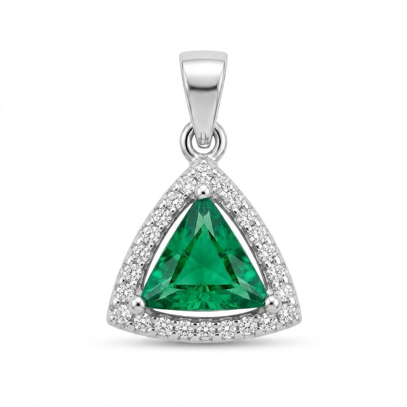 Colgante Circón Triangular Verde Rodeado Circones