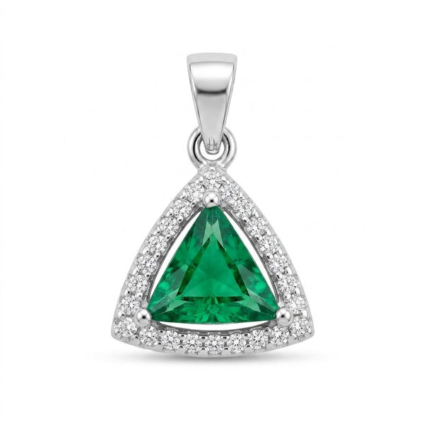 Colgante Circón Triangular Verde Rodeado Circones