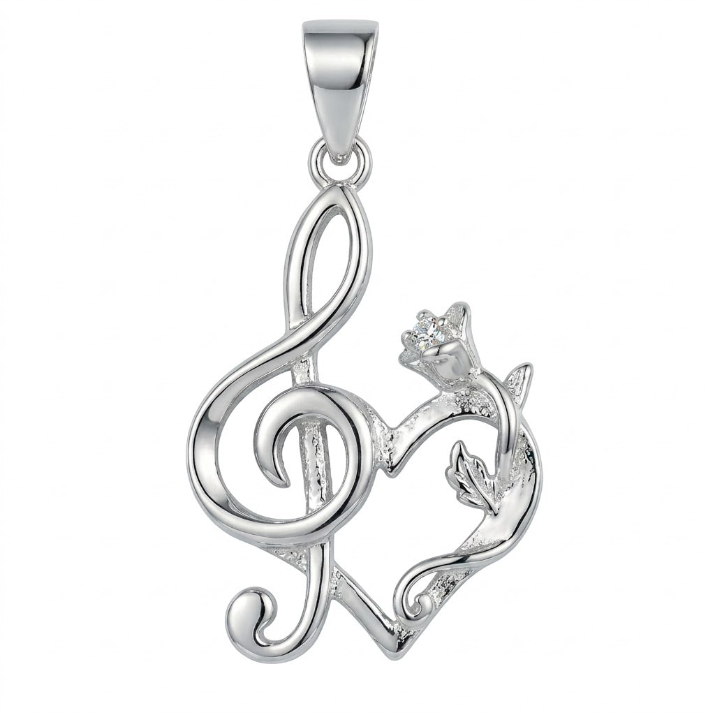 Colgante Corazón Nota Musical Rosa