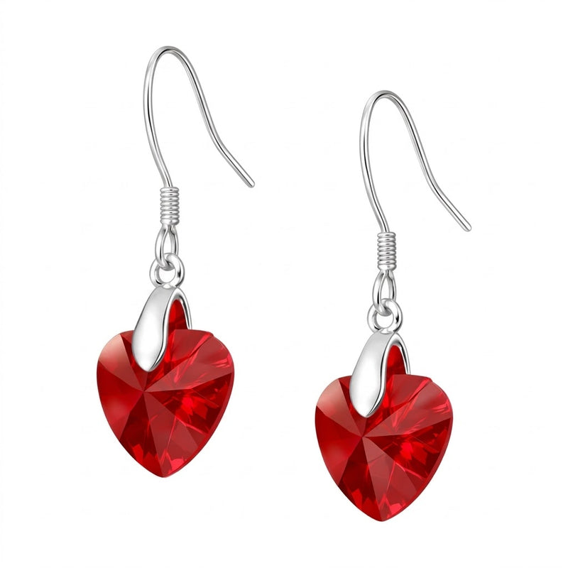 Aros Colgantes Corazón Rojo Swarovski®