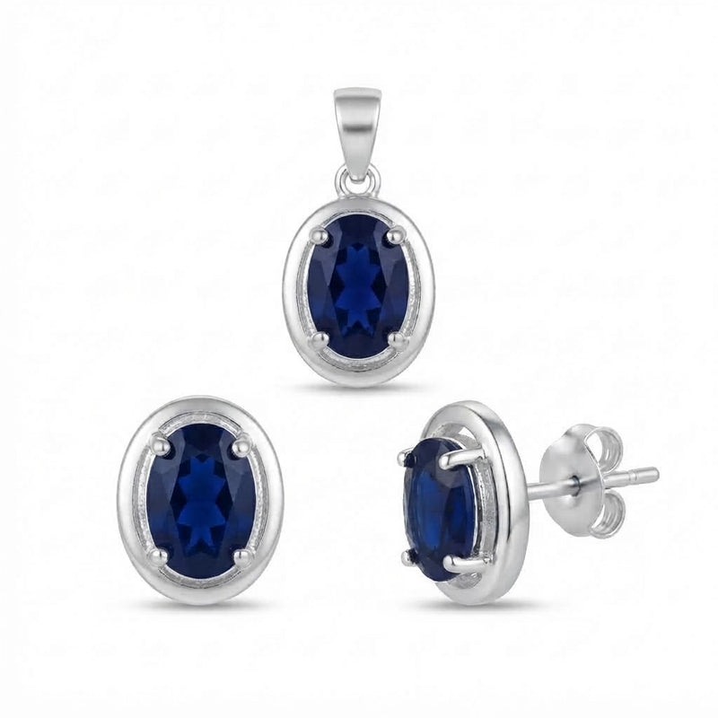 Conjunto Ovalado Circón Azul