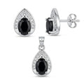 Conjunto Circón Negro Ovalado