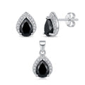 Conjunto Circón Negro Punta Flor