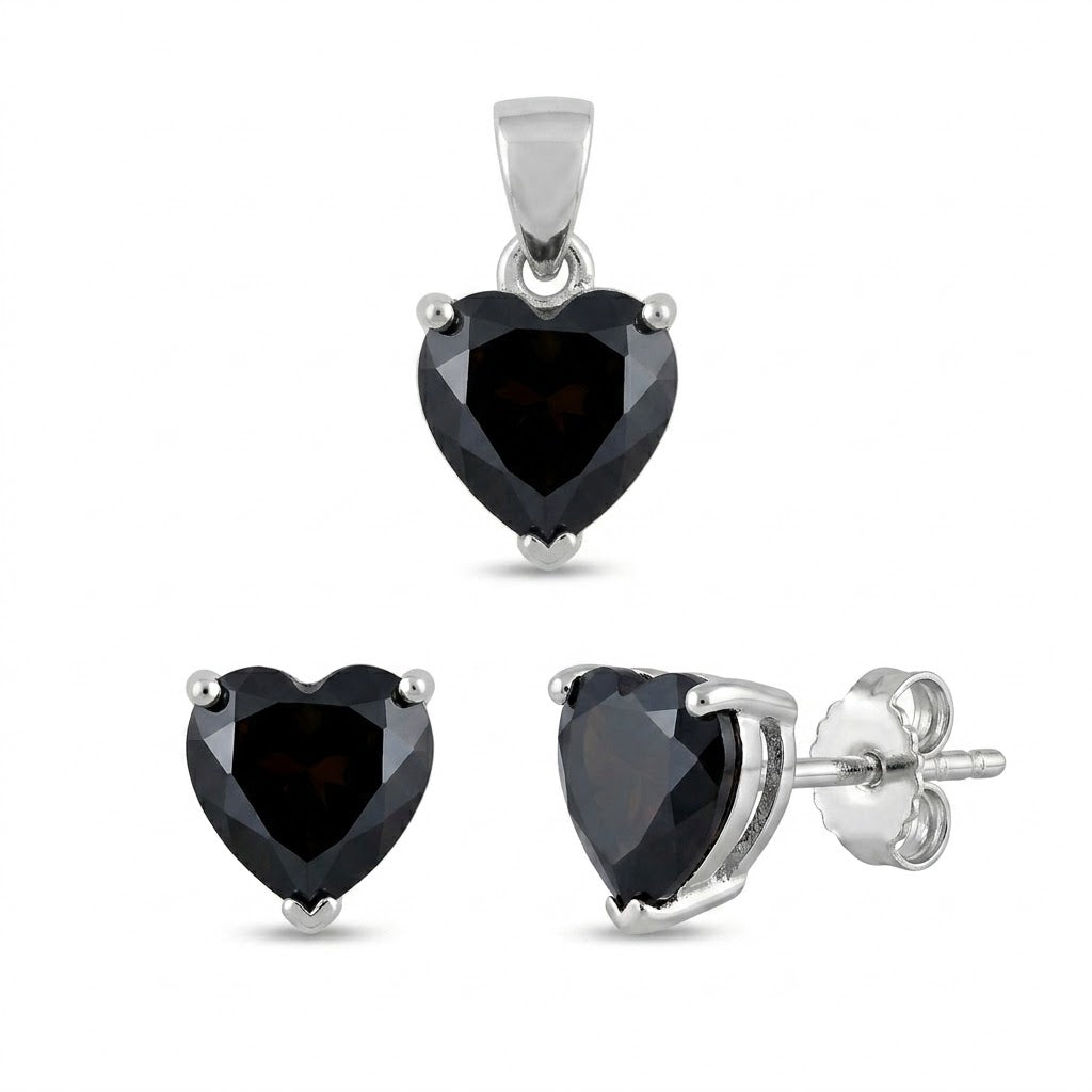 Conjunto Corazones Circón Negro