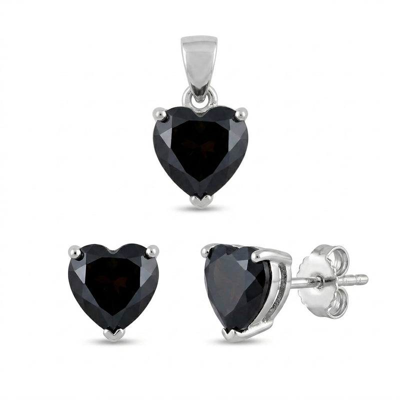 Conjunto Corazones Circón Negro