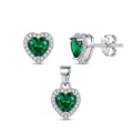 Conjunto Corazones Circón Verde Circones