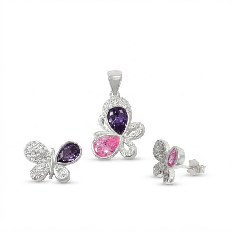 Conjunto Mariposas Circones Púrpura Rosa