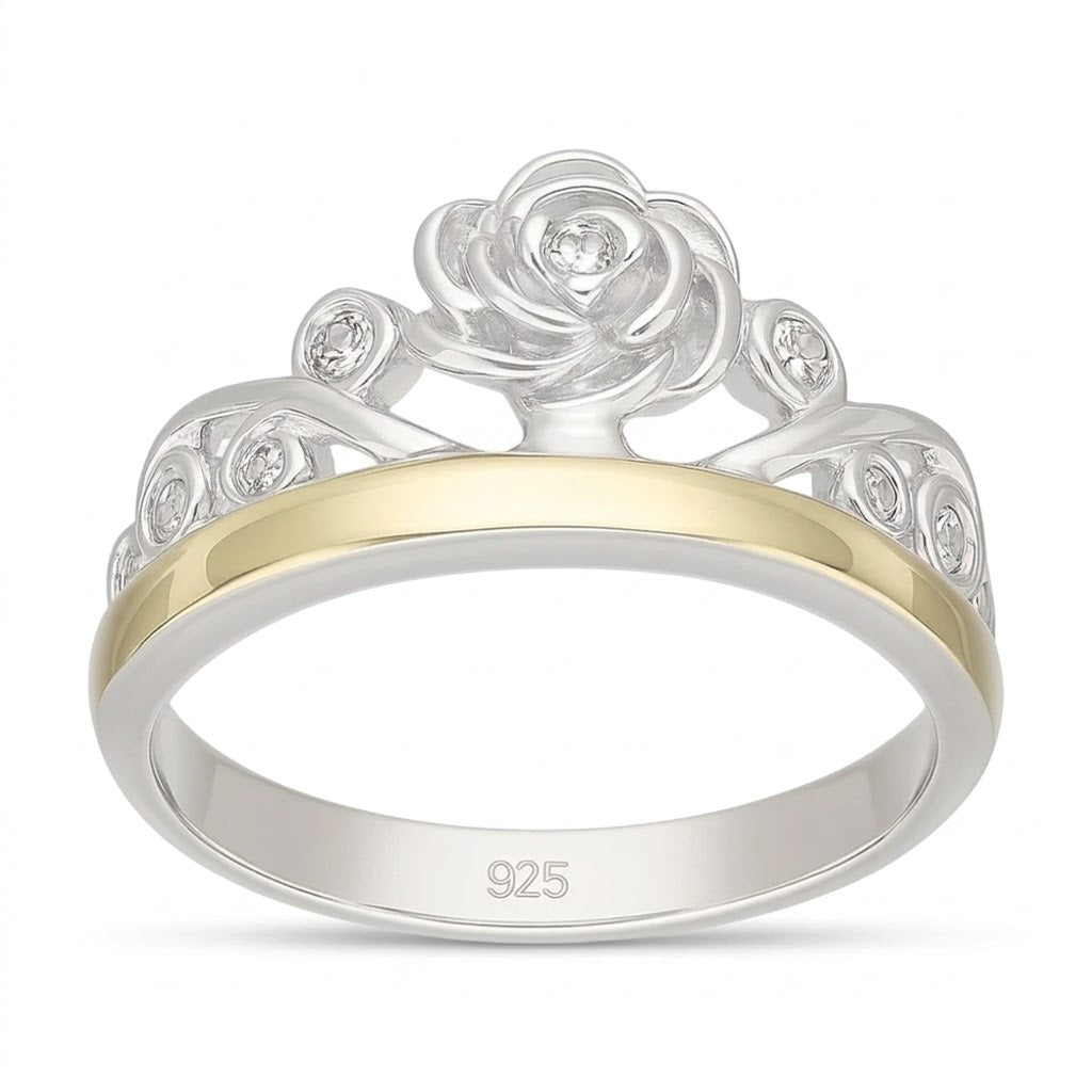 Anillo Corona Flores Circones Lamina Oro