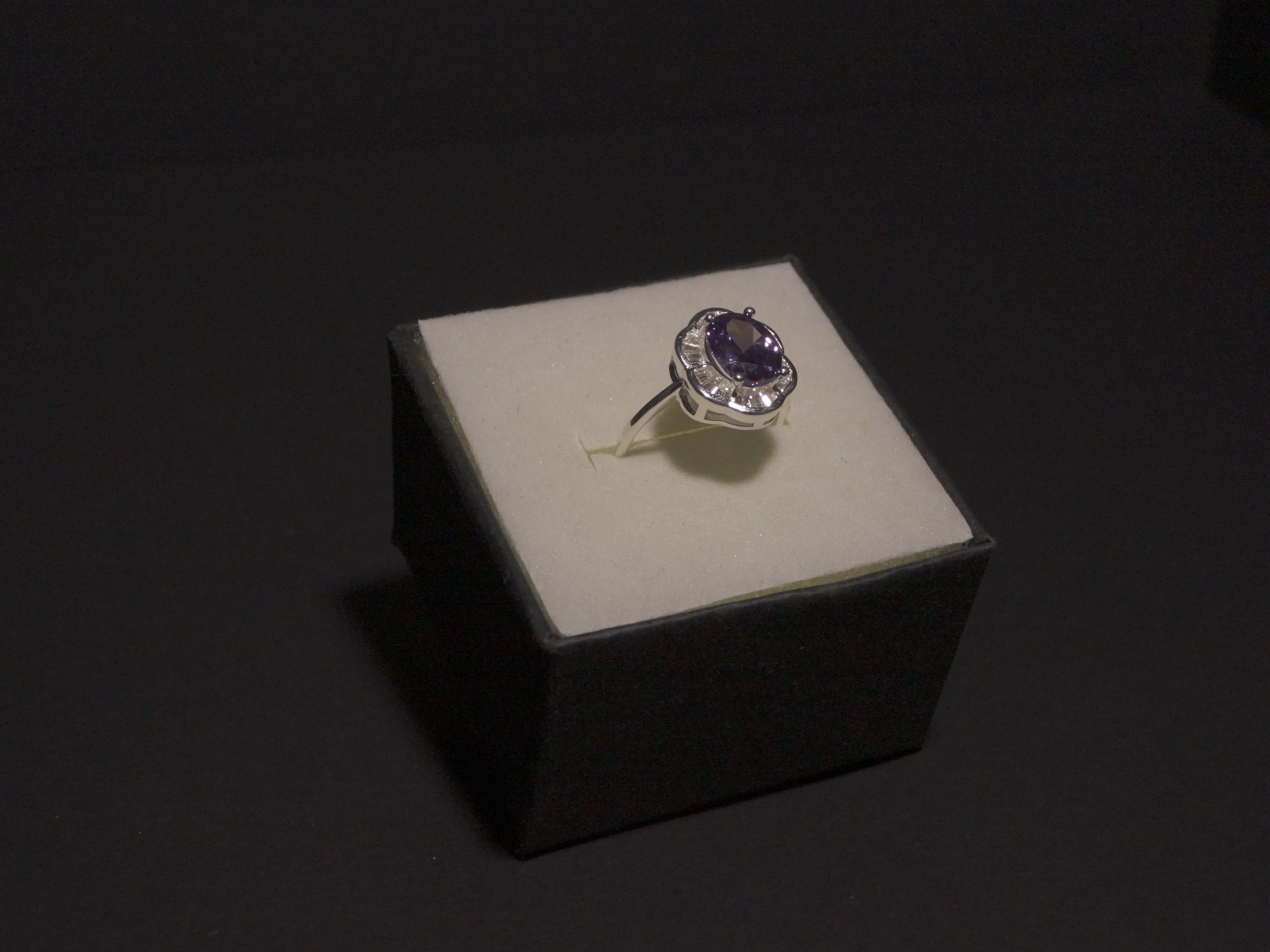 Anillo Flor Piedra Púrpura Plata 925 - Limitado