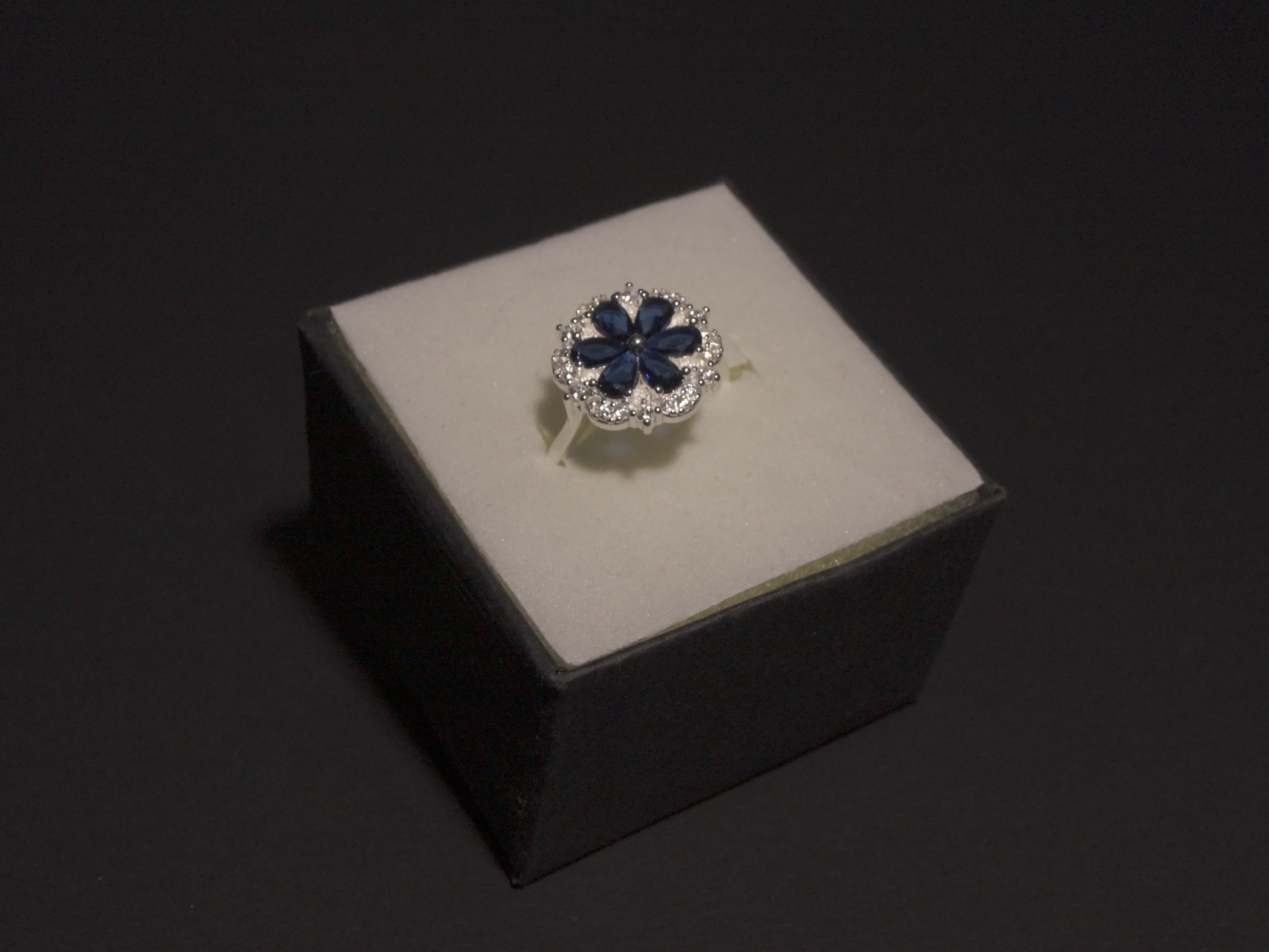 Anillo Flor Azul Plata 925 - Limitado