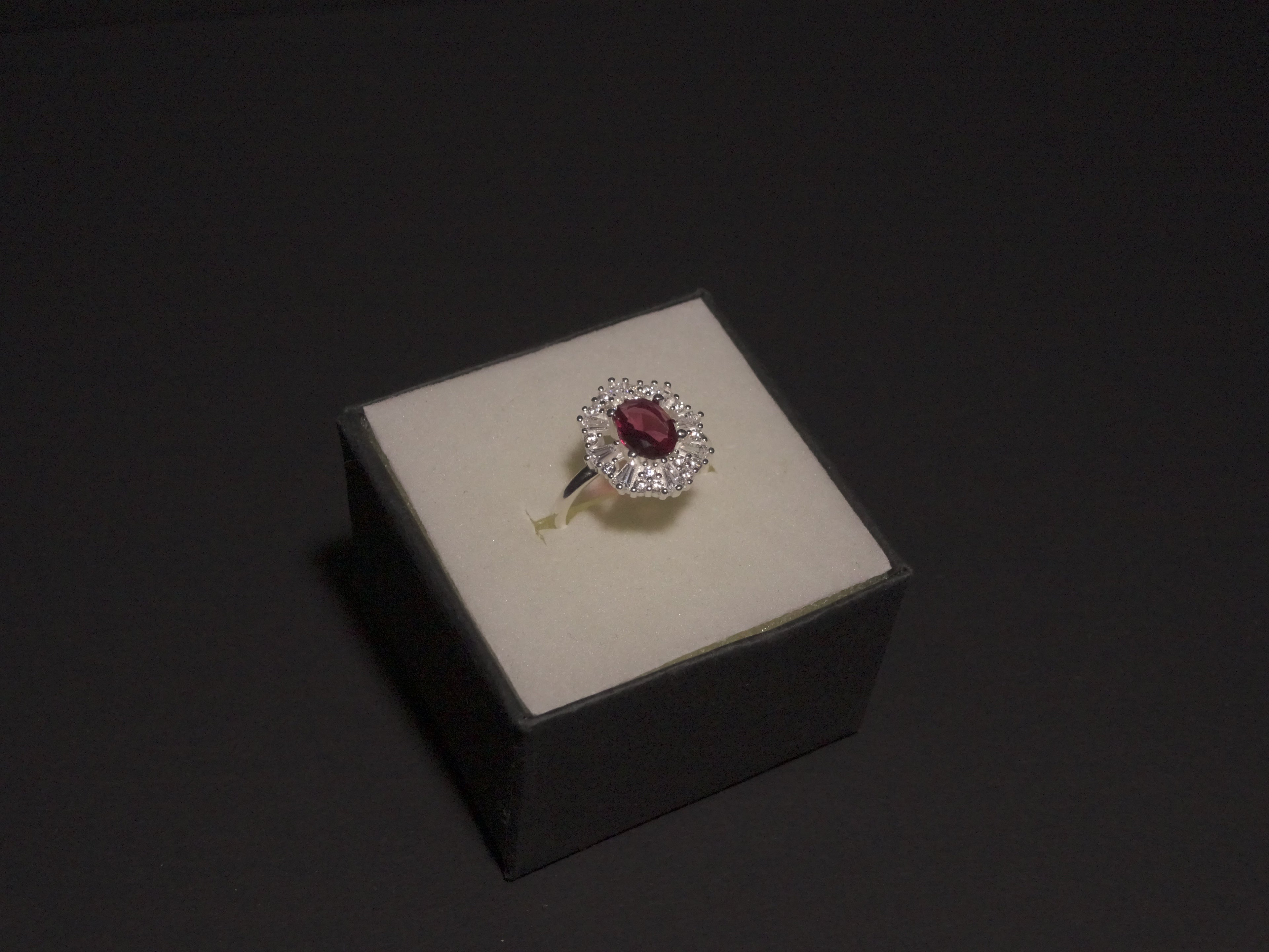 Anillo Flor Piedra Roja Plata 925 - Limitado