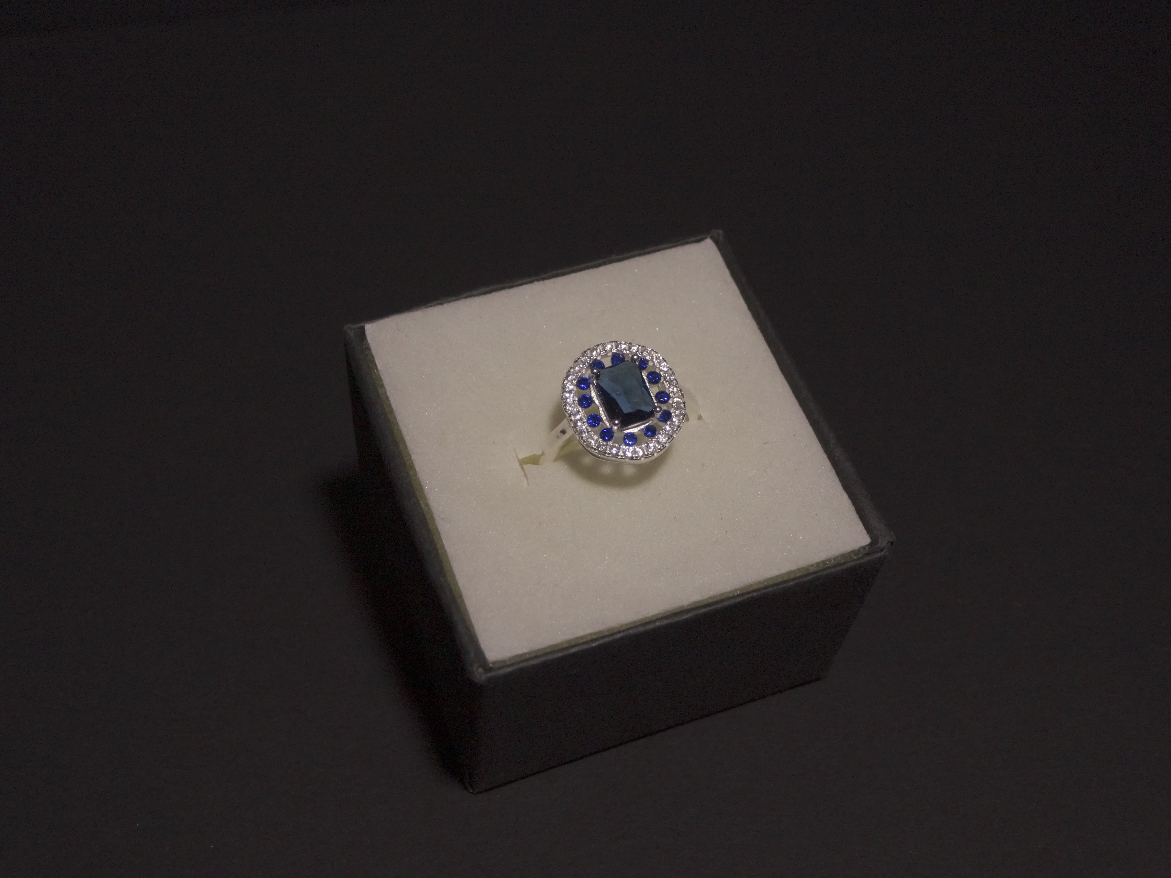 Anillo Piedra y Circones Azules Plata 925 - Limitado