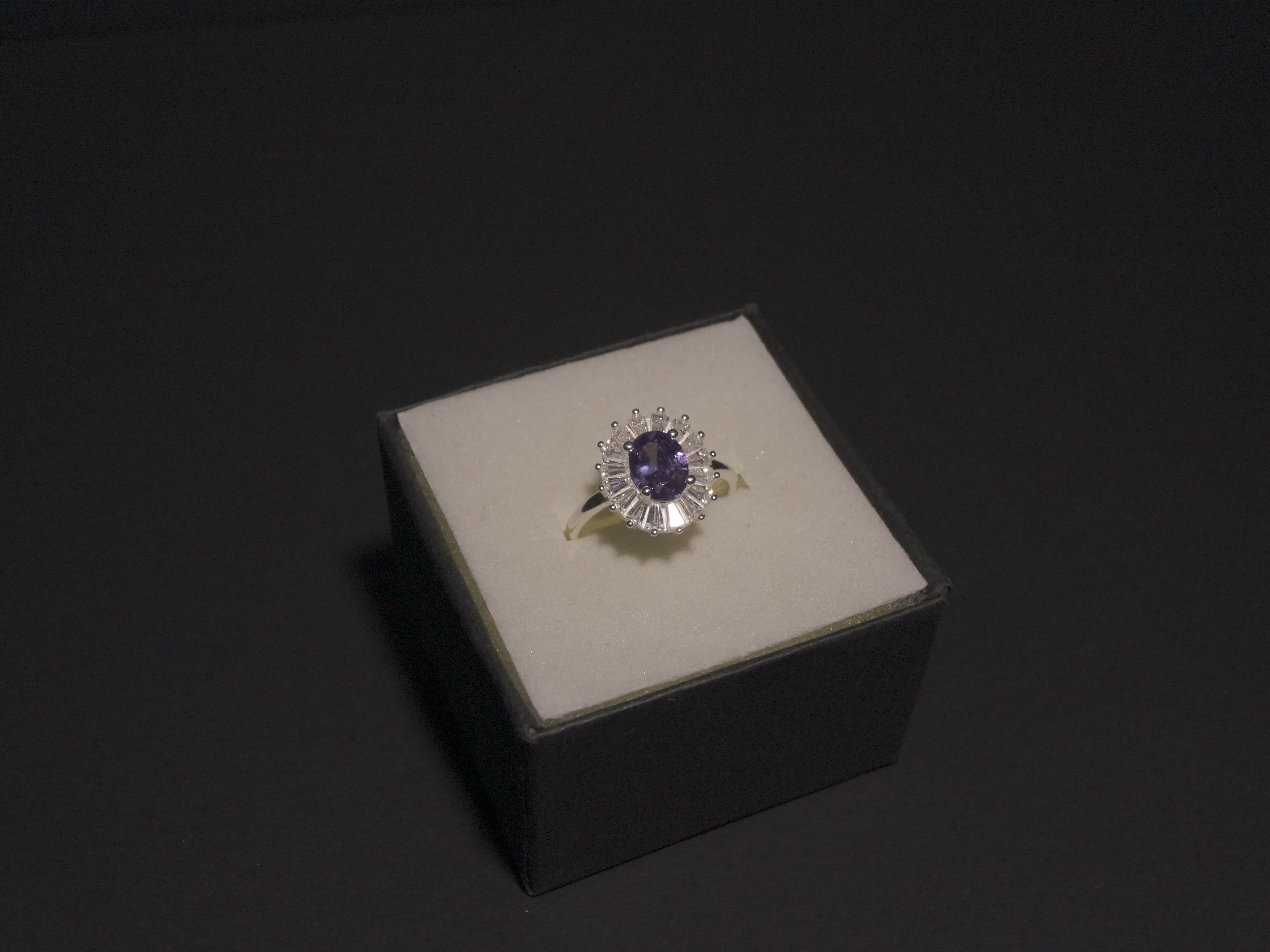 Anillo Flor Piedra Púrpura Plata 925 - Limitado