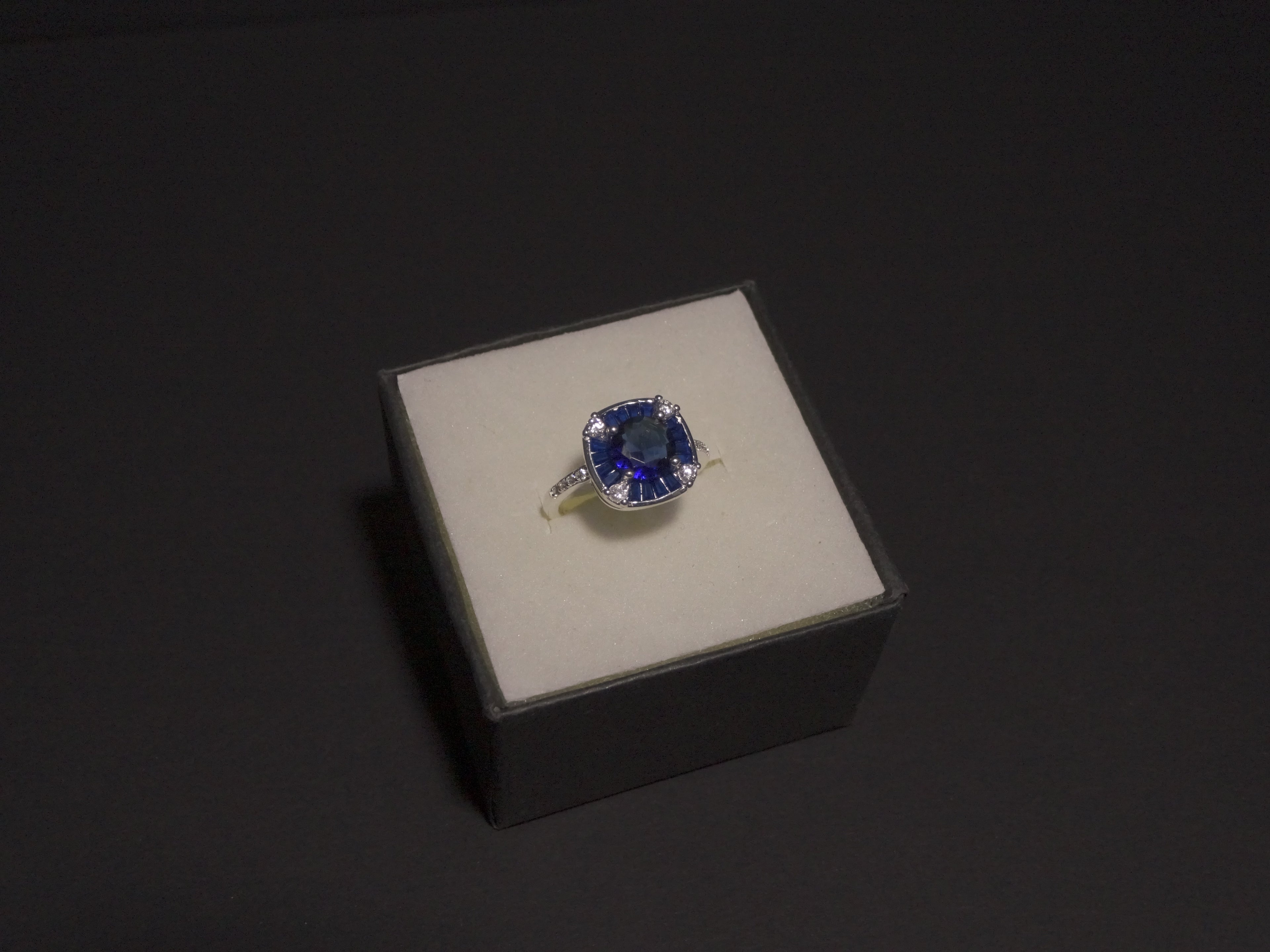 Anillo Piedra Azul Cuadrada Plata 925 - Limitado