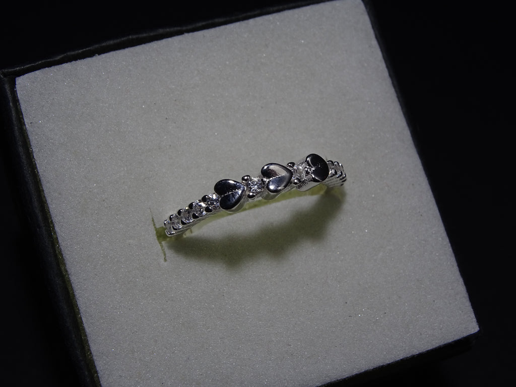 Anillo 3 Corazones con Circones Plata 925