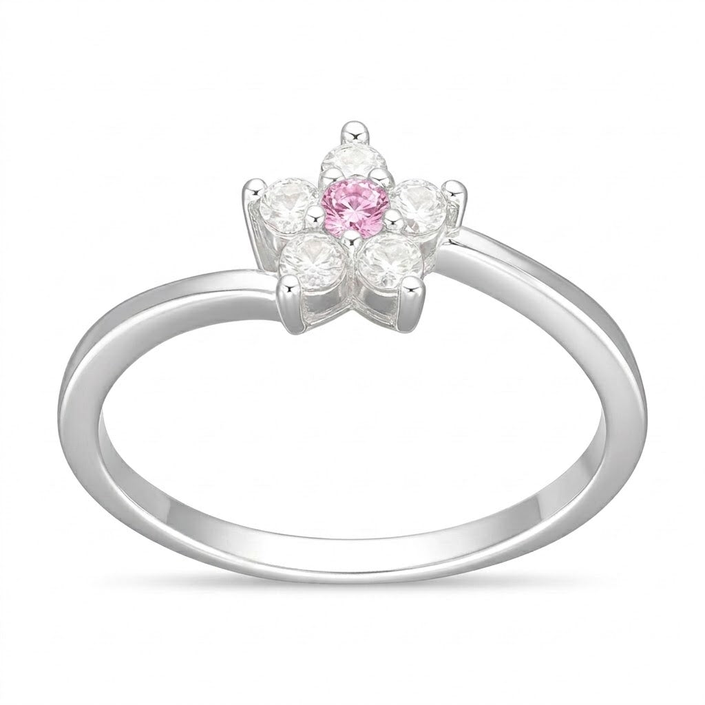 Anillo Flor Circón Rosa