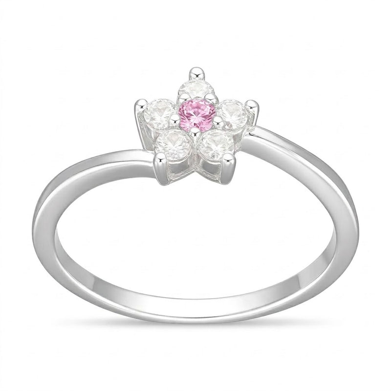 Anillo Flor Circón Rosa