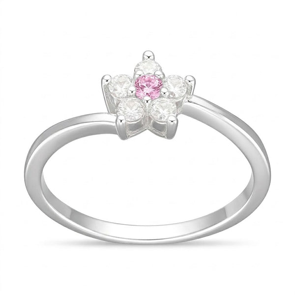 Anillo Flor Circón Rosa