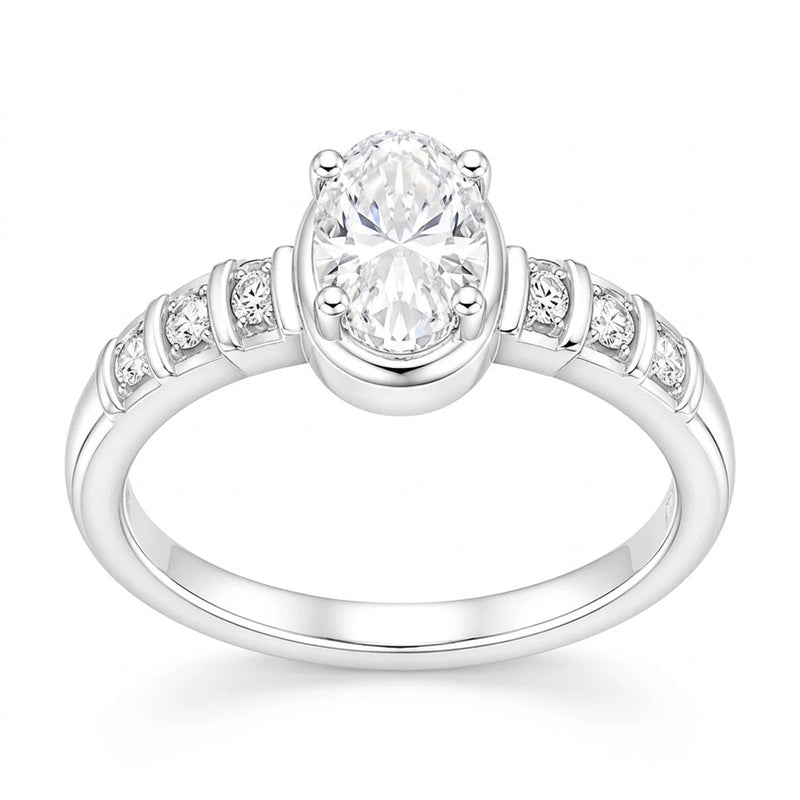 Anillo Solitario Moissanita Microcircones Laterales