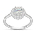 Anillo Flor Moissanita Rodeada Microcircones Laterales