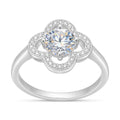 Anillo Moissanita Trébol Microcircones