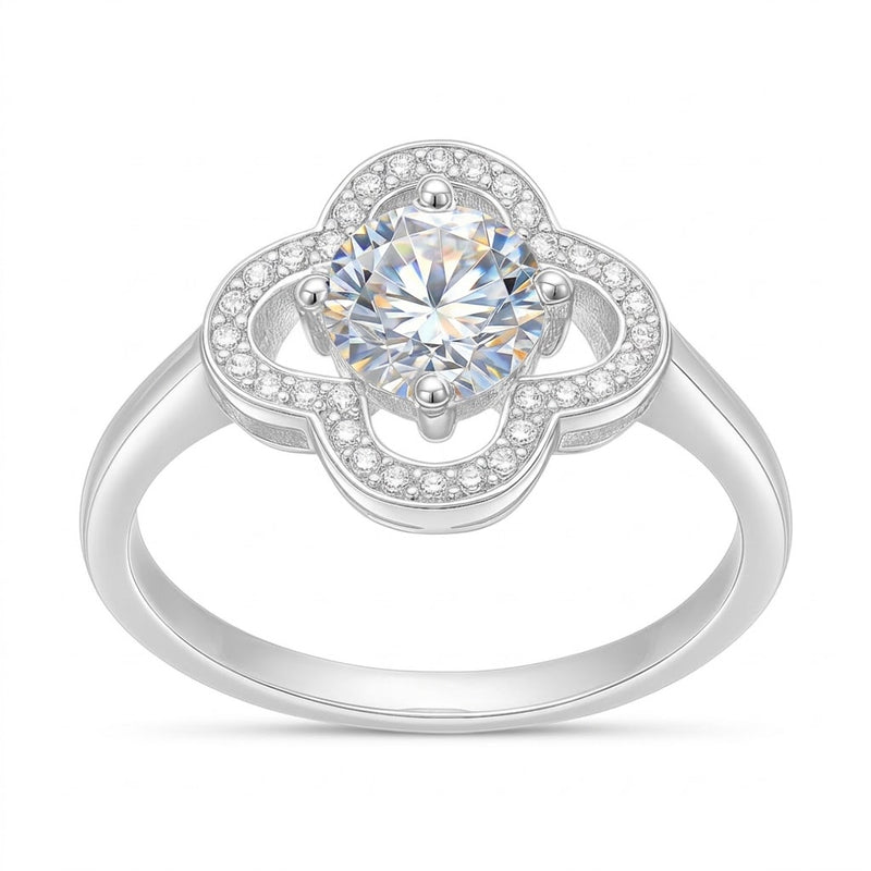 Anillo Moissanita Trébol Microcircones