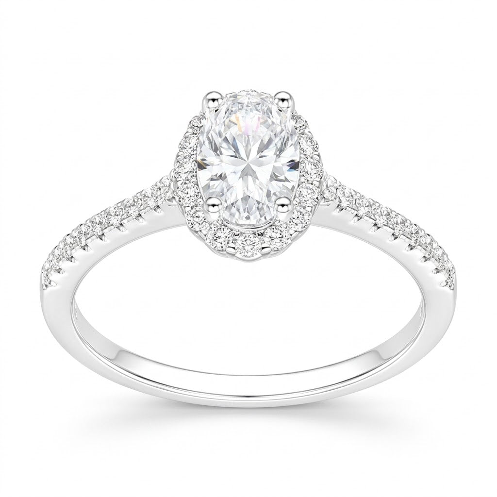 Anillo Moissanita Rodeada Microcircones Laterales
