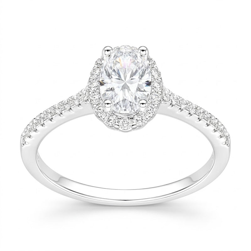 Anillo Moissanita Rodeada Microcircones Laterales