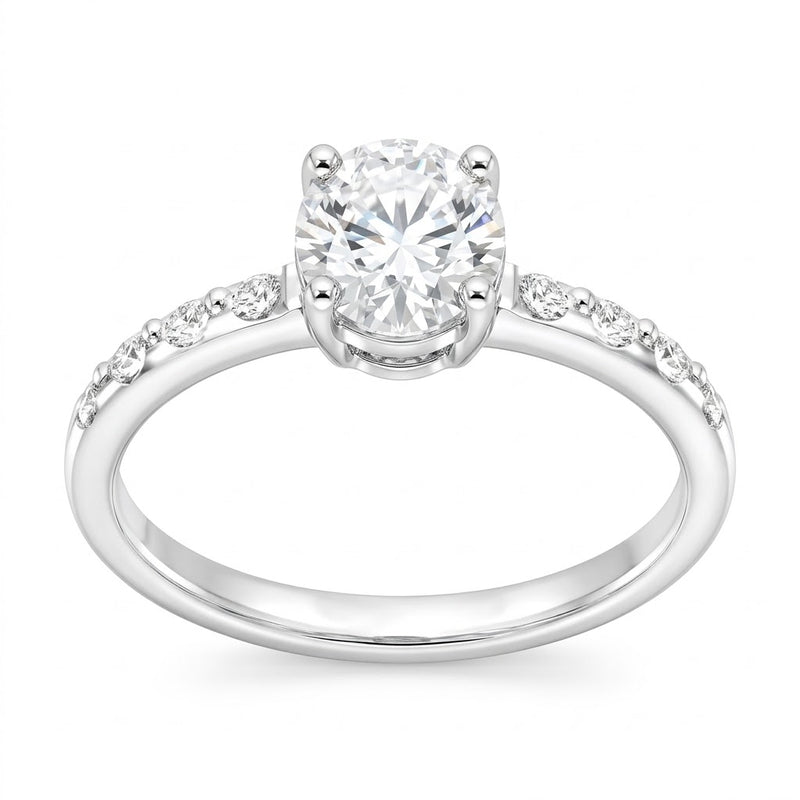 Anillo Solitario Moissanita Microcircones Laterales