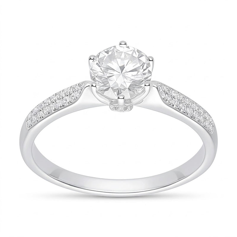 Anillo Solitario Moissanita Microcircones Laterales