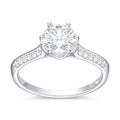 Anillo Flor Solitario Moissanita Microcircones Laterales