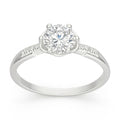 Anillo Solitario Moissanita Microcircones Laterales