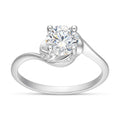 Anillo Solitario Moissanita Torcido Microcircones