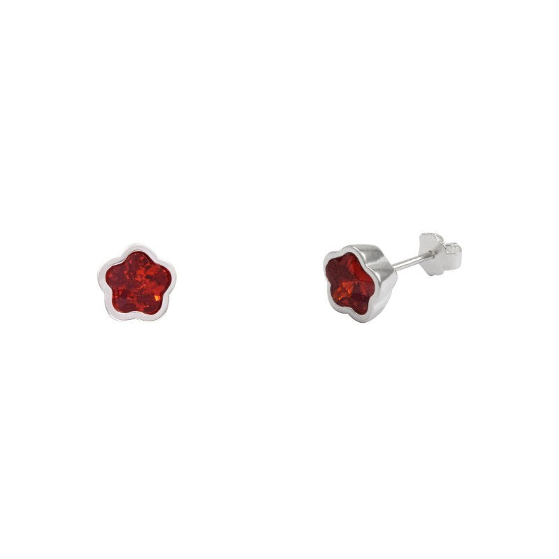 Aros Circón de Flor Plata 925