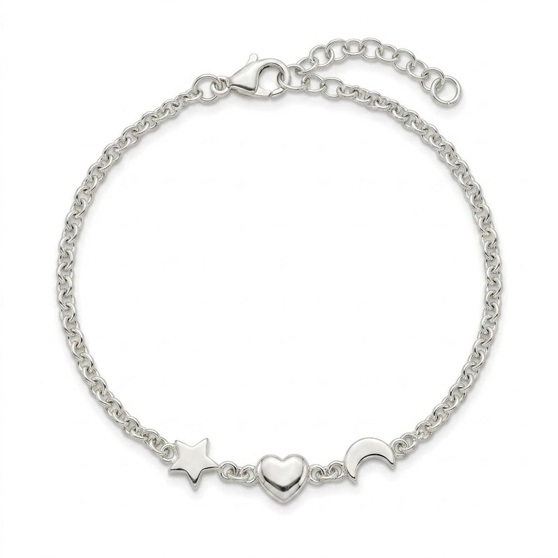 Pulsera Tradicional Estrella Corazón Luna
