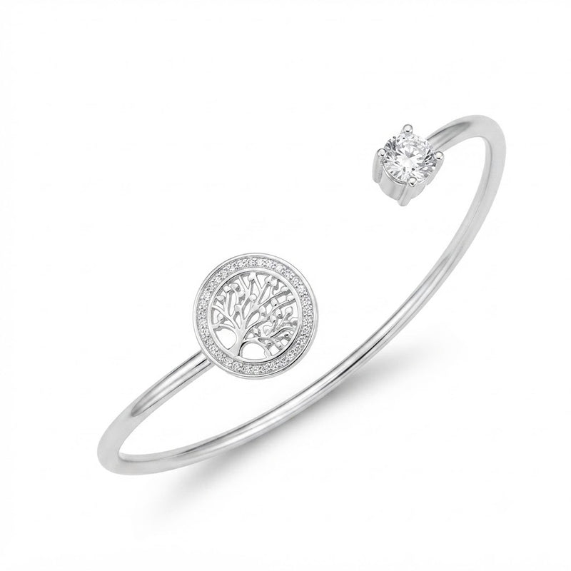 Pulsera Esclava Lisa Árbol Vida Circón 2.5 mm