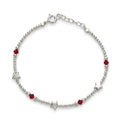 Pulsera Esferas Estrellas Cristales Rojos 2 mm