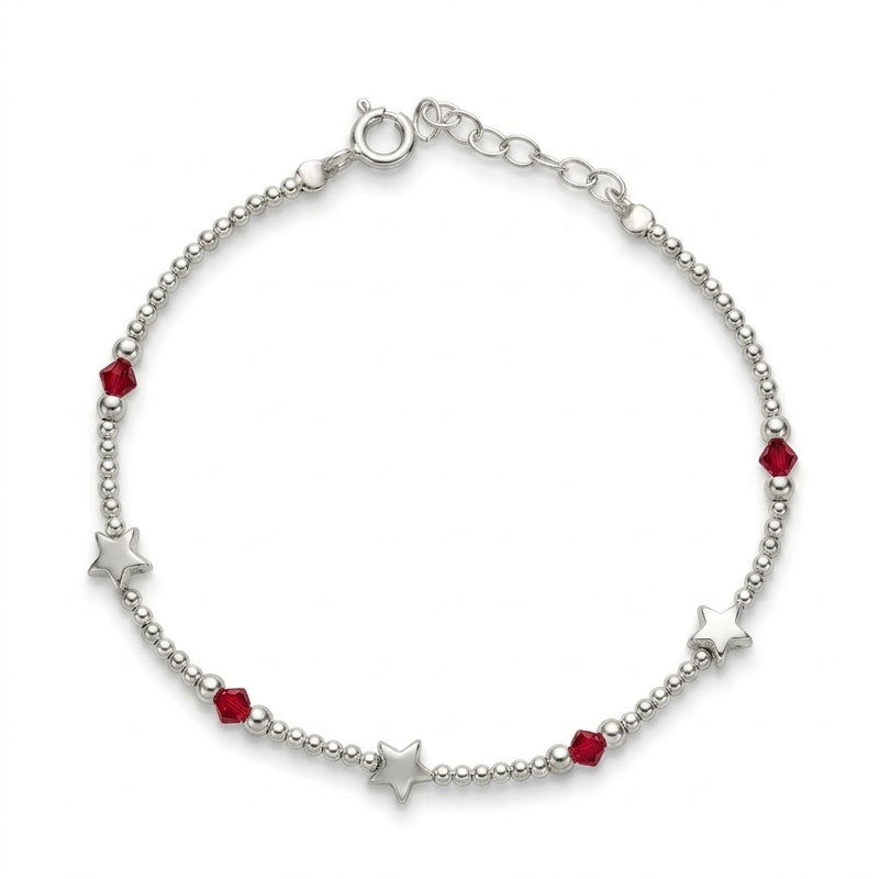 Pulsera Esferas Estrellas Cristales Rojos 2 mm