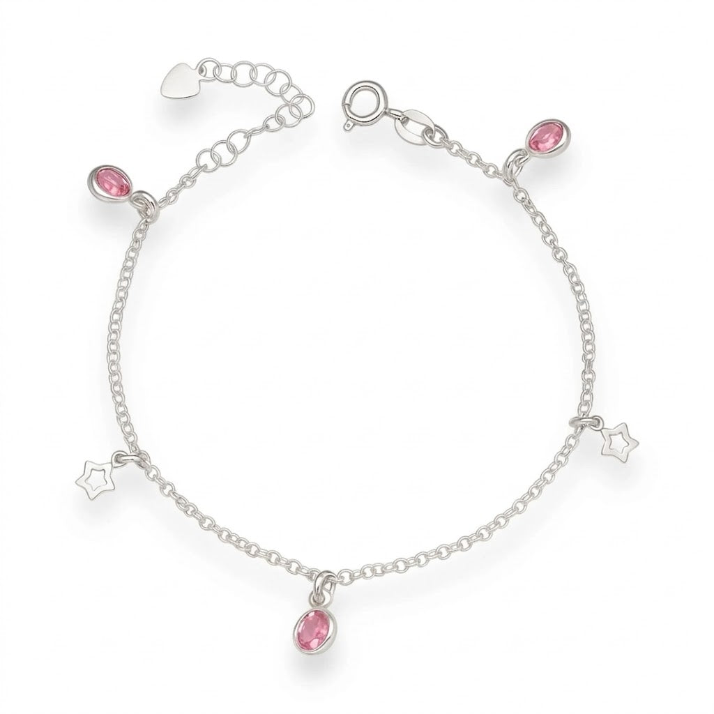 Pulsera Estrellas Circones Rosa 2 mm