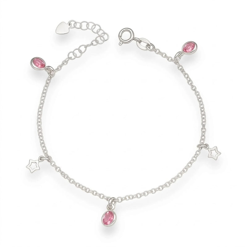 Pulsera Estrellas Circones Rosa 2 mm