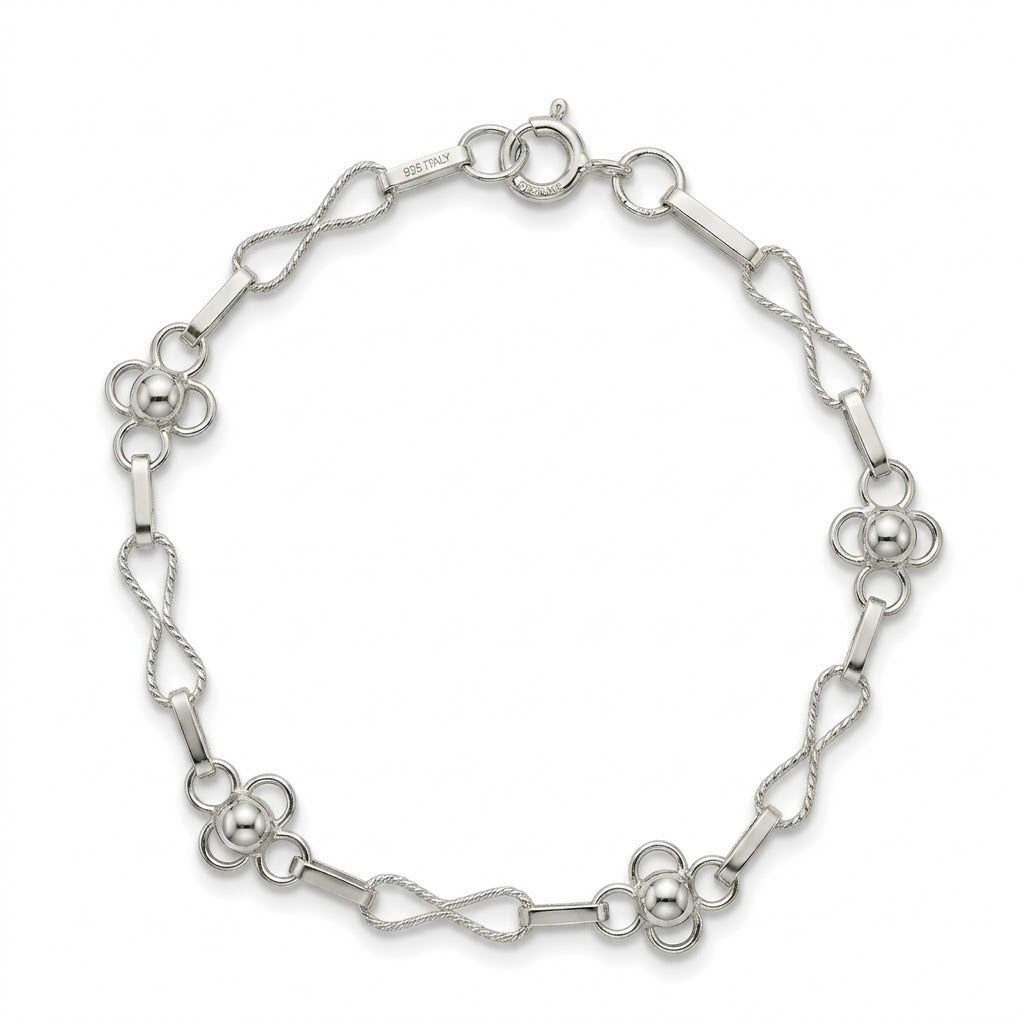 Pulsera Flores Infinitos Facetados 5 x 10.5 mm