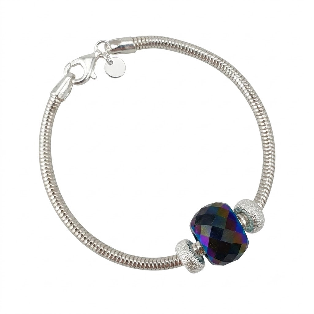 Pulsera Tipo Pandora Cristal Azul 3 mm
