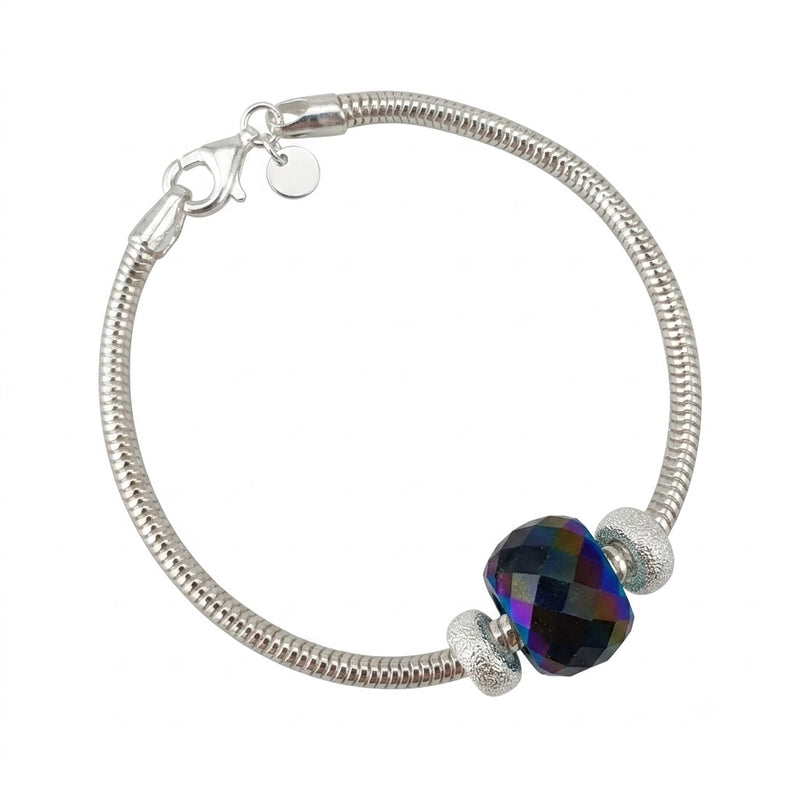 Pulsera Tipo Pandora Cristal Azul 3 mm