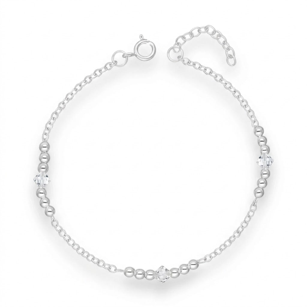 Pulsera Rolo Esferas Cristal Swarovski Blanco 2.5 mm