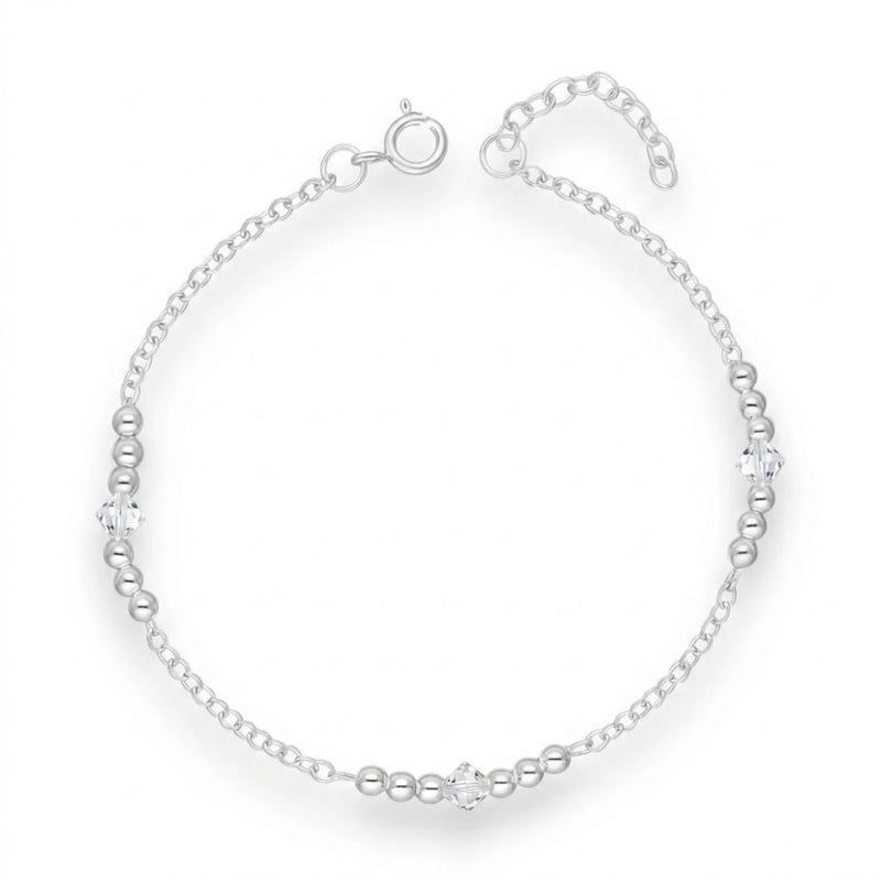 Pulsera Rolo Esferas Cristal Swarovski® Blanco 2.5 mm