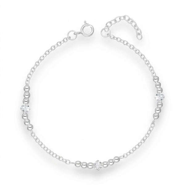 Pulsera Rolo Esferas Cristal Swarovski Blanco 2.5 mm