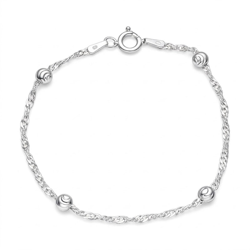 Pulsera Singapur Esferas Facetadas 2 x 4 mm